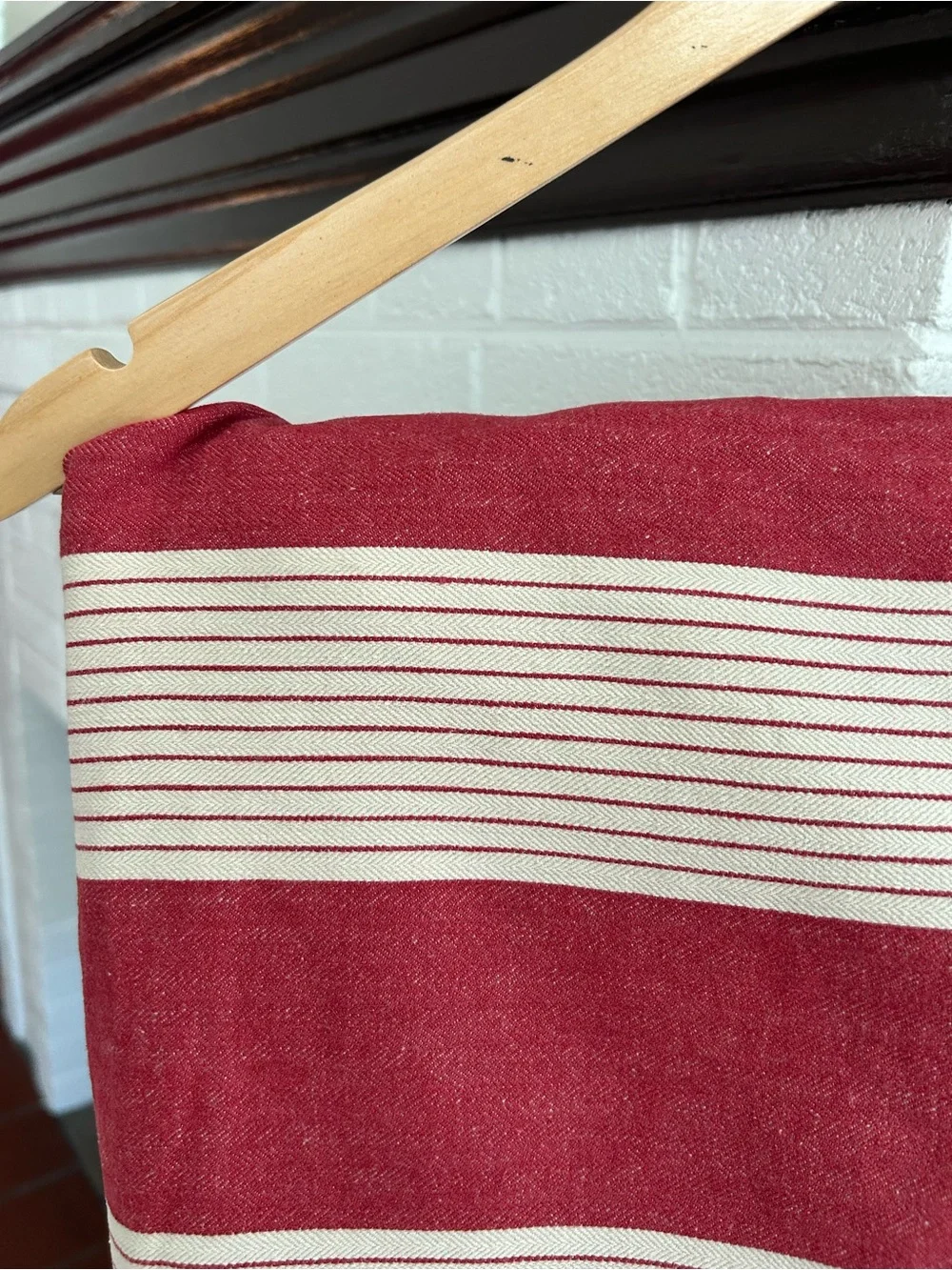 Pottery Barn Red and Cream Striped 2 Euro Shams